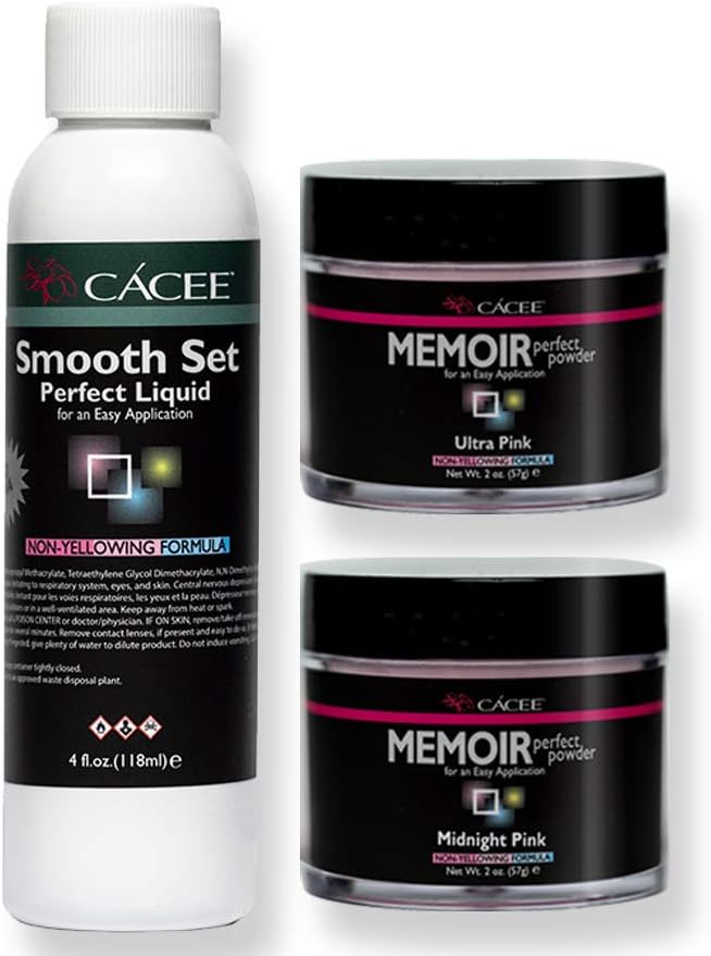 Smooth Set Acrylic Nail Kit, Includes Acrylic Liquid And Powder, Professional Monomer and Polymer, No MMA, Low Odor (Midnight Pink & Ultra Pink)