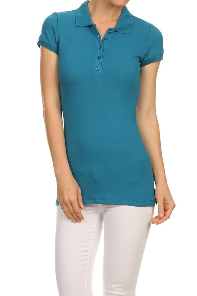 WHITE APPAREL Women's Cotton Pique Polo Shirt (S, M, L) at Amazon Women