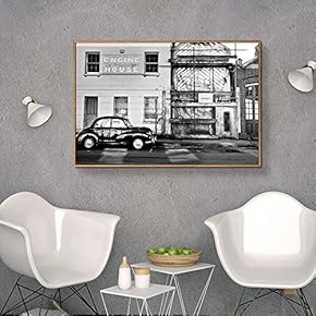 Floating Framed Canvas Wall Art for Living Room, Bedroom Black and White Building Canvas Prints for Home Decoration Ready to Hang - 16x24 inches