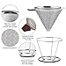 Premium Stainless Steel Coffee Filter, Paissite Reusable Pour Over Coffee Dripper Cone With Non-slip Cup Stand and Brush, Paperless. Honeycomb Design