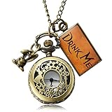 Uarter Vintage Drink Me Pocket Watch Necklace Quartz Watch Alice in Wonderland