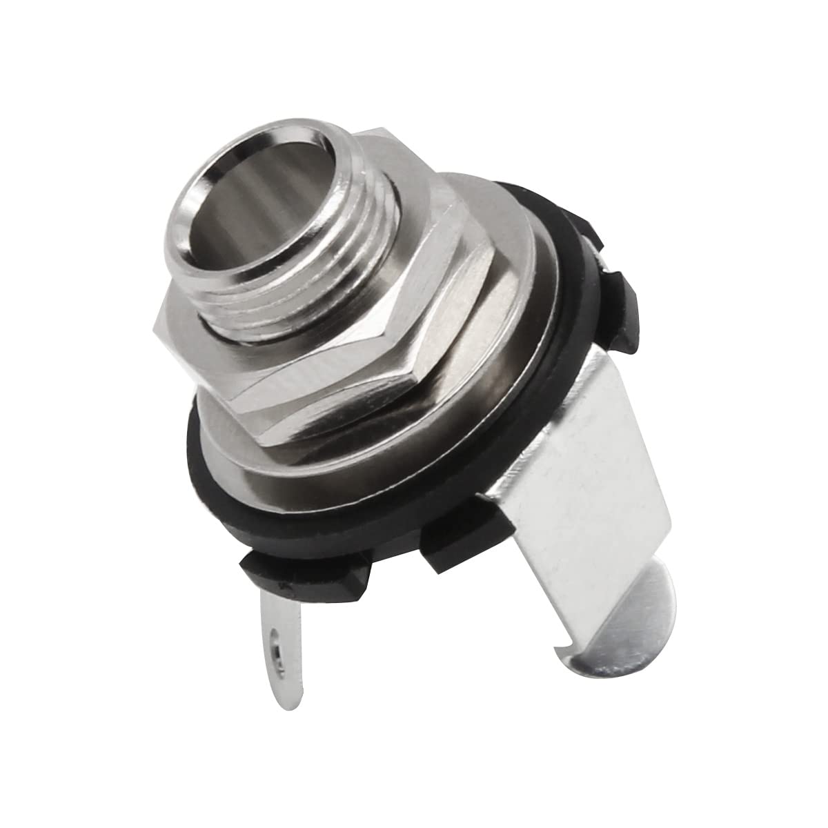 FLEOR 0.25 Inches Guitar Jack Socket Input Output Chrome 6.35mm Jack for Electric Guitar 1PCS