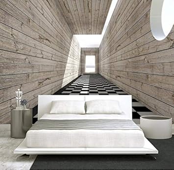 Mural De Pared No Tejido Para Paredes 3d Visual Espacio Madera