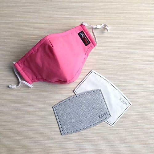 T-TOCK PM2.5 anti-haze dustproof mask pure cotton breathe freely fashion riding mouth-muffle against wind for male and female strap adjustable (pink)