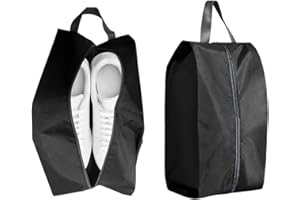 2 Pcs Black Travel Shoe Bags Folding Bags with Zipper for Closure Large Waterproof Portable Travel Shoe Bag