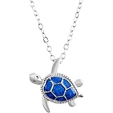 QNAVIC Blue Color Turtle Shape Dainty Pendant Necklace for Women & Men, Designer Pendant Chain Necklace, Boho Jewelry for Wedding Gift