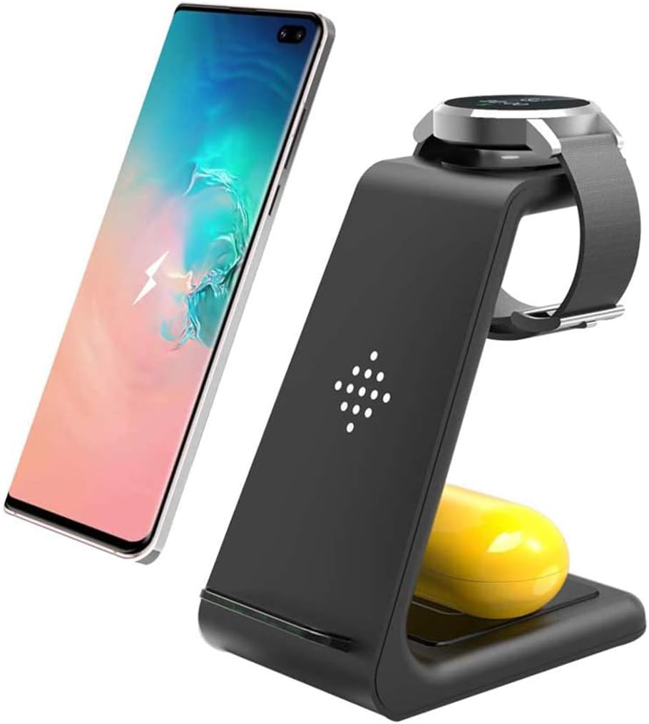 Wireless Charger,3 in 1 Qi-Certified Fast Wireless Charging Station Charger Stand for Galaxy Buds & Galaxy Watch 3/Active 2/1/46mm/42mm, Gear S3/S2/Sport,Samsung S20/S10/S9/Note 10/9