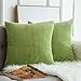 MIULEE Pack of 2, Corduroy Soft Soild Decorative Square Throw Pillow Covers Set Cushion Cases Pillowcases for Sofa Bedroom Car 18 x 18 Inch 45 x 45 Cm