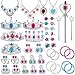 WATINC 54pcs Jewelry Toy,Girl's Jewelry Dress Up Play Set,Included Crowns, Necklaces,Wands, Rings,Earrings and Bracelets