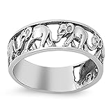 Sterling Silver Women's Circus Elephant Ring (Sizes 4-13)