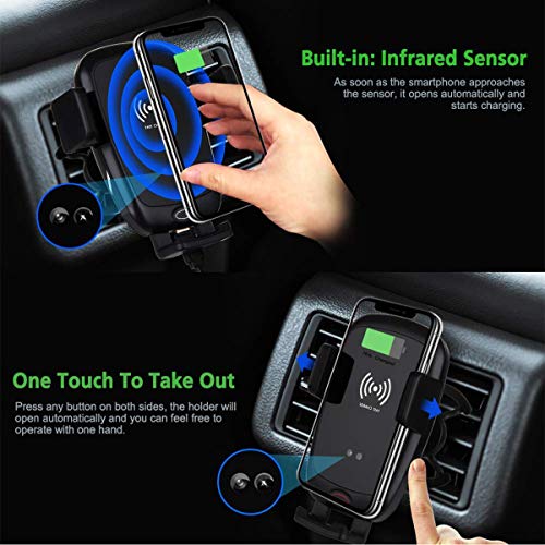 MEYUEWAL Wireless Car Charger Mount, 10W/7.5W Qi Fast Charging Car Phone Holder, Windshield Dashboard Air Vent for iPhone Xs Max/XR/X/8/8Plus Samsung S10/S9/S8/Note 8