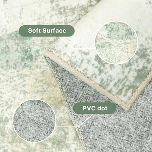 BEIMO Short Pile Living Room Rug, Abstract Modern Non-Slip Washable Rugs, Large Carpet for Living Room, Bedroom, Dining Room, Sage Green, 300X400CM