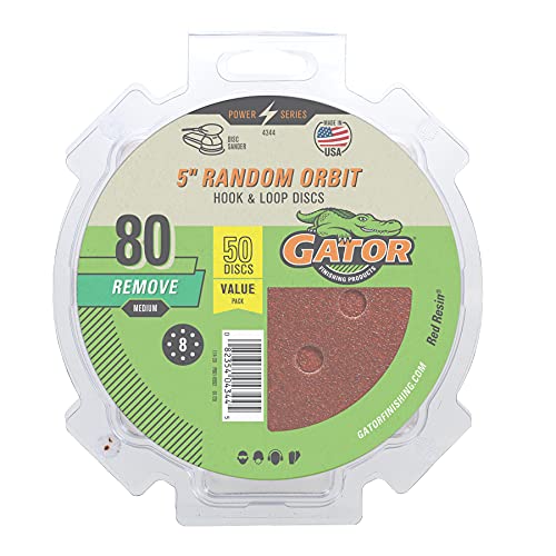 Gator 4344 - Discos de lija de óxido de aluminio grano 80, 50 unidades, 12,7 cm