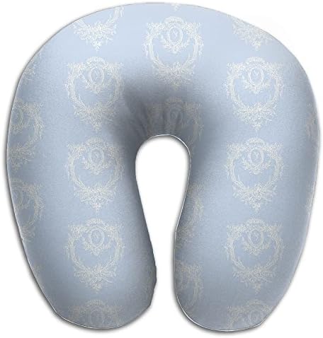 Rococo Rose Frame In Pale Blueberry Blue Double-Sided Printing Funny Rubbits U Shape Travel Pillow Memory Pillow Supports The Head Neck In Any Sitting Position Perfect