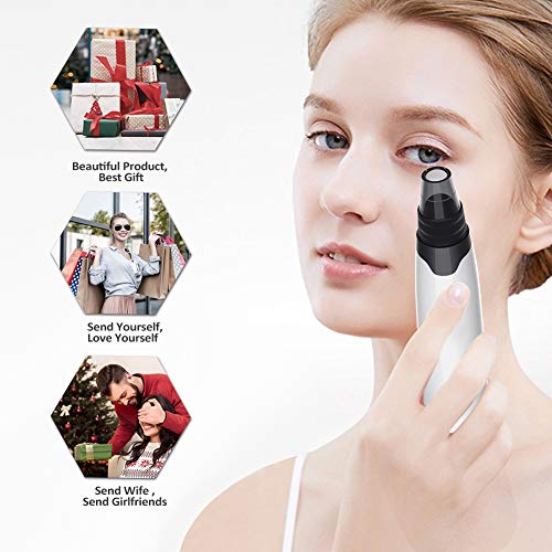 Blackhead Remover Vacuum, USB Rechargeable Facial Pore Cleaner Electric Acne Comedone Extractor Kit with Hot Compress Including 4 Suction Head and 3 Adjustable Suction for Women and Men