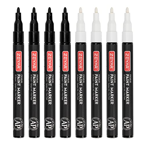 ZEYAR Permanent OilBased Paint Markers, Expert of Rock Painting, Black&White Color. Permanent
