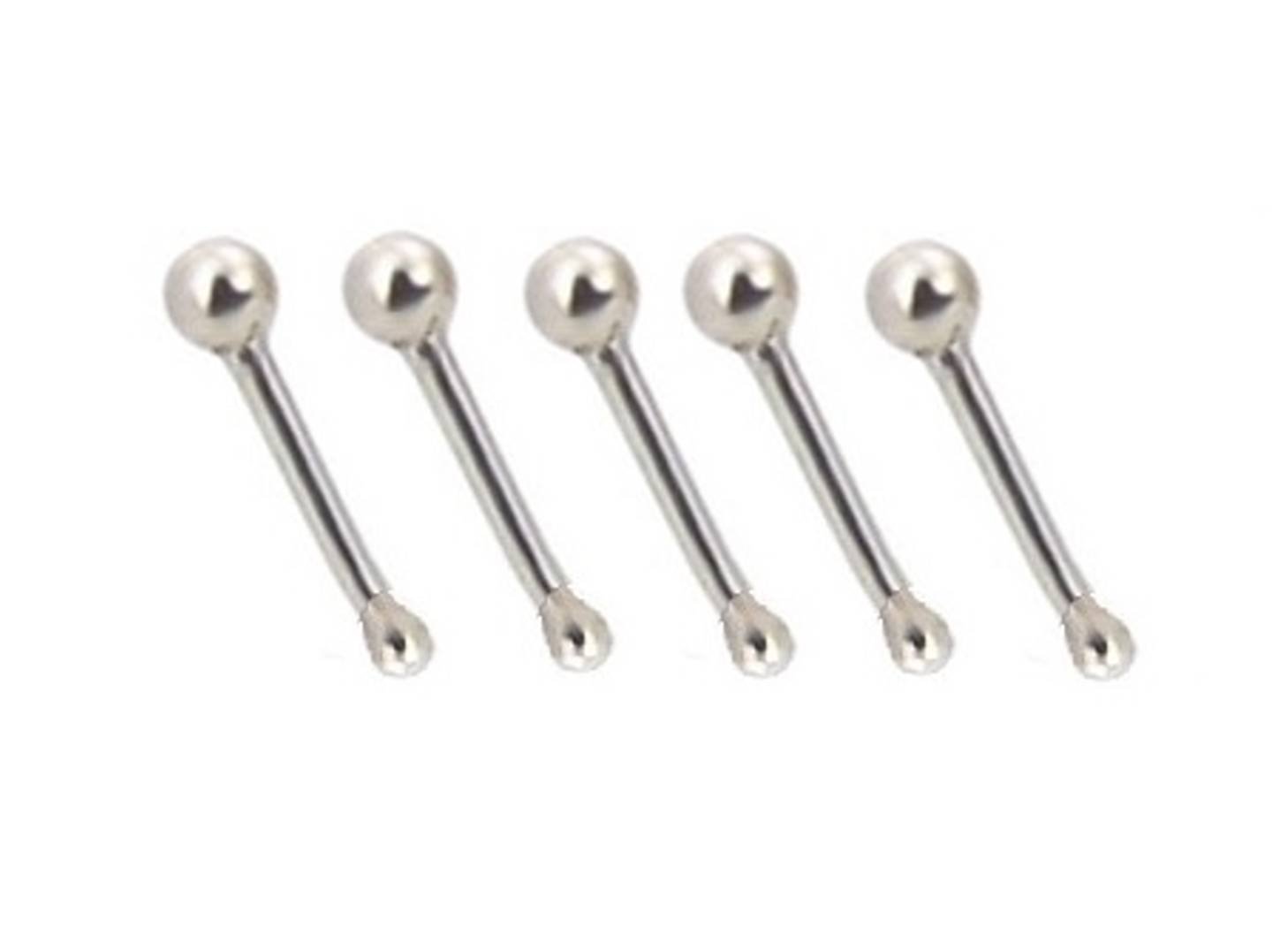 Tiny 1.5mm Ball Set of 5 Nose Studs 925 Silver Thin 0.6mm Bar