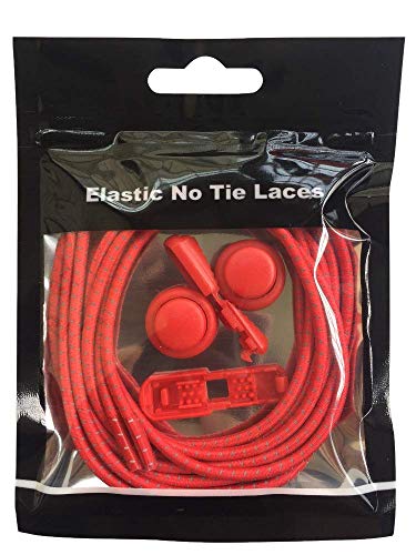 No Tie Shoelaces, Reflective Elastic Lock Shoe Laces by iLiveX, One Size Fits All Adult and Kids Shoes (Red)