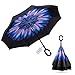 owen kyne Windproof Double Layer Folding Inverted Umbrella, Self Stand Upside-down Rain Protection Car Reverse Umbrellas with C-shaped Handle
