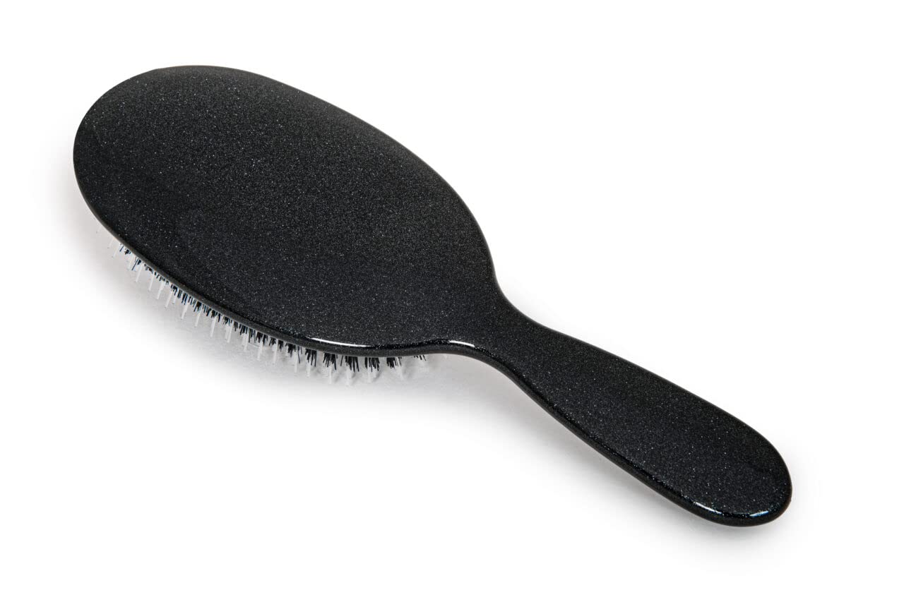 Rock & Ruddle Natural Mixed Bristle Hair Brush for Women and Kids (XL Luxury, 23.5 cm) - Perfect for Wet or Dry Hair, Detangling Smoothing Blowdrying - Designed & Made in UK (Black Stardust)