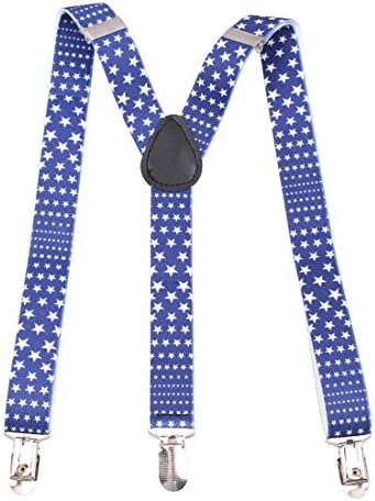 GUCHOL Kids Suspenders Strengthen Clip Adjustable Length 7 to 15 Old for Boys and Girls (Blue2)