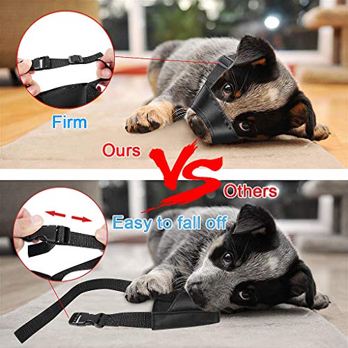 ewinever 5Pcs/Set Adjustable Breathable Safety Small Medium Large Extra Dog Muzzles for Anti-Biting Anti-Barking Anti-Chewing Safety Protection(Black) - Thumbnail 3