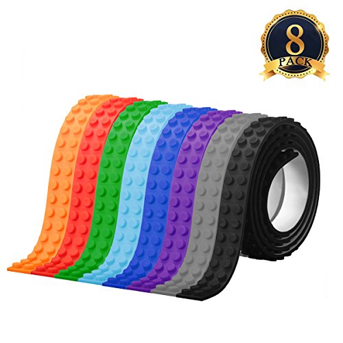 ARTISTORE Building Blocks Tape 8 Colors Roll Toy Blocks Tape Compatible Lego 3Feet/0.92meter Loops Building Block Tape Roll Self-Adhesive