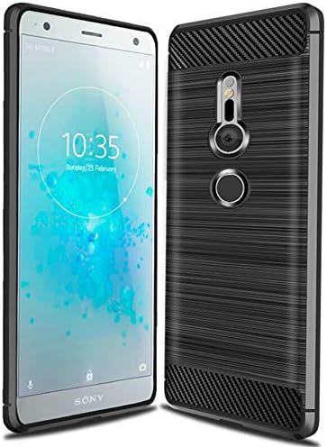 Sony Xperia XZ2 Case,Bettop Anti-Fingerprint Shockproof Carbon Fiber Design Flexible Soft TPU Brushed Texture Protective Case for Sony Xperia XZ2 (Black)