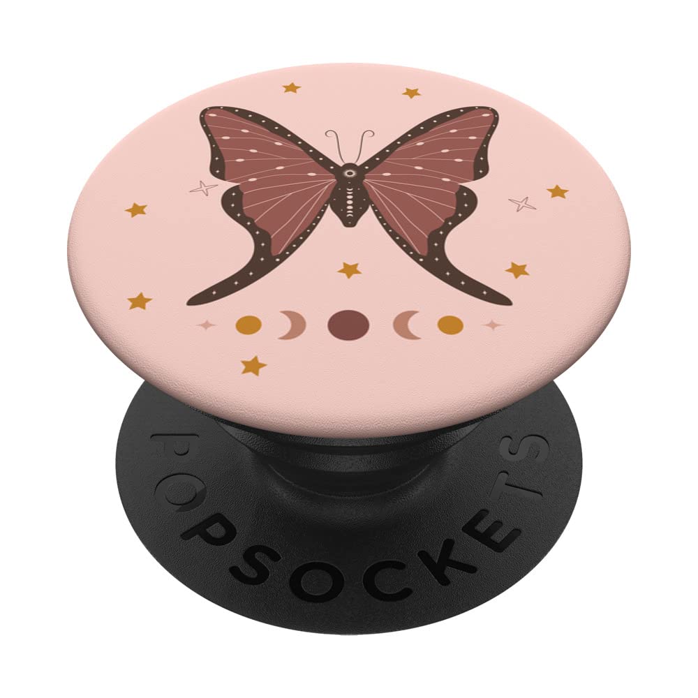 Celestial Butterfly Pink Pastel Astrology Moon Phases PopSockets Swappable PopGrip