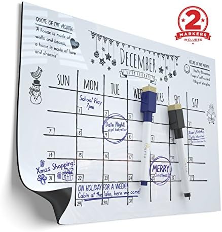 Bryta Magnetic Whiteboard Sheet 8" x 11" | Great for Kitchen Refrigerator or Fridge | Includes 2 Dry Erase Markers