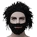 Kafeimali Men's Barbarian Knit Beard Hat Original Beanie Wind Mask Skull Cap (Black)
