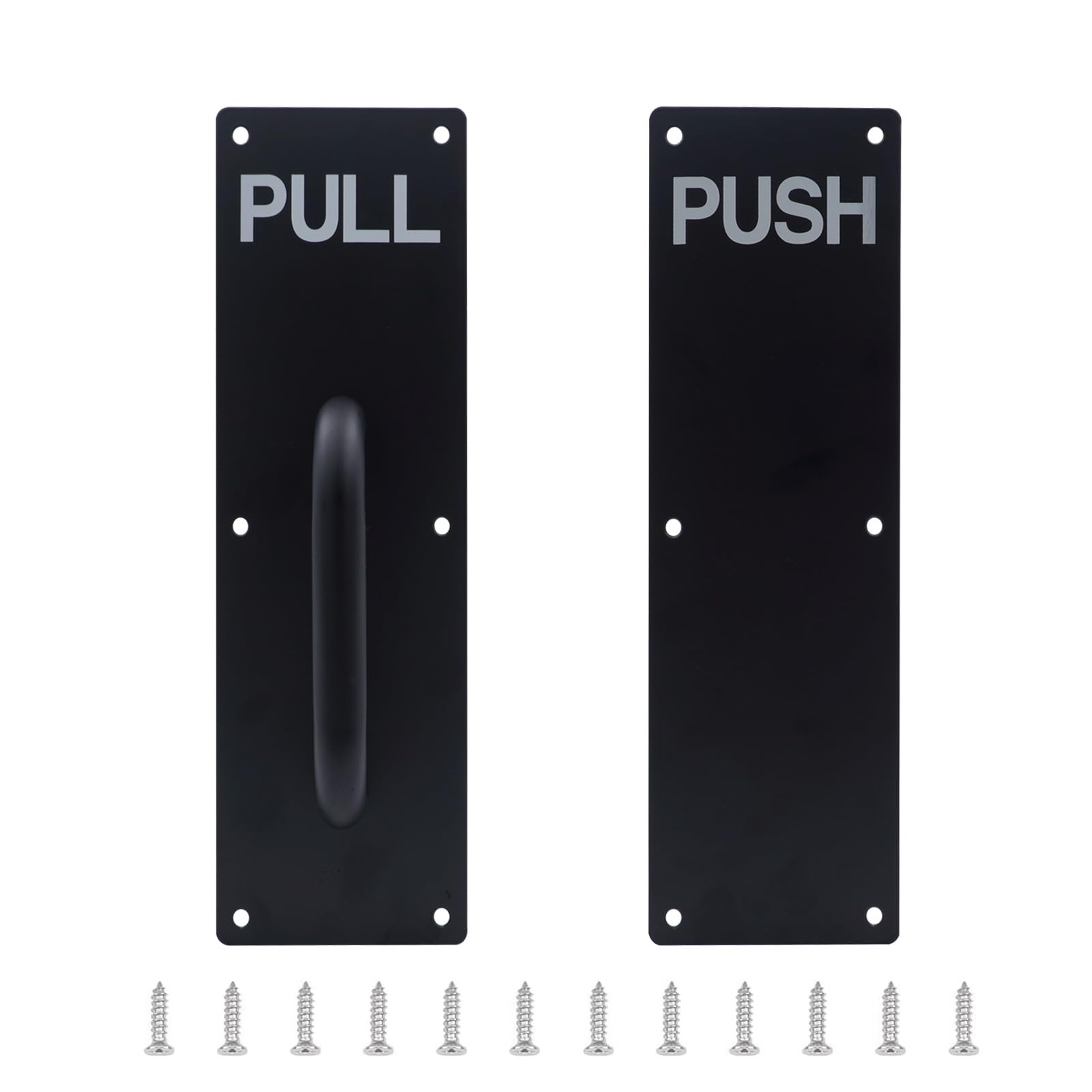 GINZER Push Pull Door Handle Set, Aluminum Alloy Push Pull Plates, Commercial Black Heavy Duty Sliding Door Handles 300 X 80 mm, Perfect for Garage Restaurant & Business Place