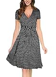 YEEZ Women's V-Neck Ruched Waist Casual Polka Dot Maternity Party Dress