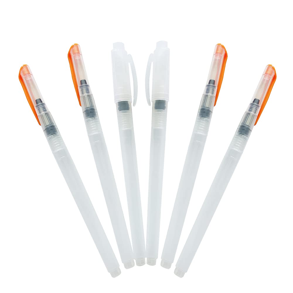 WYAN 6 Sizes Watercolour Brush Pen Set,Painting Brushes Refillable,Aqua Pens with Water Reservoir,For Watercolour Oil Acrylic Painting