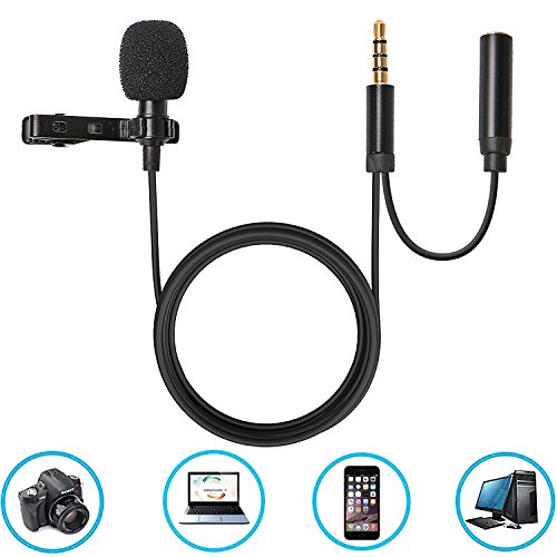 7TECH Professional Lavalier Lapel Microphone Omnidirectional Condenser Mic for iphone&Android Windows Smartphones Studio Video Recording Interview