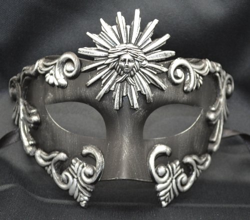 Mens Mythological Silver/black Sun God Greek Style Party Mask Mens Mythological Greek Style Party Mask Mardi Gras Majestic Party Halloween Ball Prom