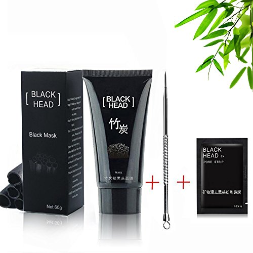 Blackhead Mask, Blackhead Remover Nose Mask, Facial Blackhead Remover Tearing style Deep Cleansing Purifying Peel off the Blackhead,Natural Bamboo Charcoal Acne Treatment,Black Mud Face Mask 60g