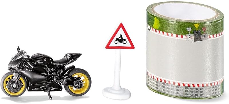 SIKU Ducati Panigale 1299 Motorbike with Tape and Sign Black Metal Plastic