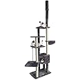 Furhaven 100"-113" Tall Cat Tree for Indoor Cats w/ Adjustable Height, Ft. Sisal Scratching Posts, Condo, & Toys - Tiger Tough Skyscraper Interactive Playground Tower - Gray, One Size