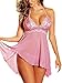 Fashion Women Sleepwear Plus Size Mini Dress Lingerie Set Lace Nightwear,Pink,5XL