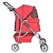 Red 4 Wheels Pet Stroller Cat Dog Cage Stroller Travel Folding Carrier 04T