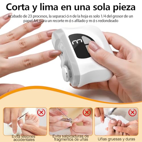 Electric Nail Clipper, 2026 New 3 in 1 Automatic Nail Clippers and Polisher, 3 Speeds Automatic Adjustable Electric Nail Clippers with LED Light and USB Rechargeable, for Baby, Adults and Elderly