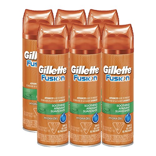 Gillette Fusion Shave Gel, Soothing Hydra Gel, 7 Ounce (Pack of 6)