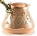 The Silk Road Trade - ACI Series (Large) - Thickest Solid Hammered and Engraved Copper Turkish Greek Arabic Coffee Pot / Coffee Maker Cezve Ibrik Briki with Wooden Handle (18 fl oz)