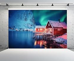 CHNYWORK 12ftx8ft Winter Night Landscape Backdrop