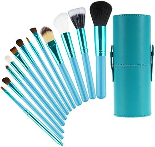 Professional 12pcs Super Soft Makeup Brushes Kit NO SHEDDING Smooth Foundation Blush Eyeliner Face Powder Eyeshadow Blending Brushes Cosmetics Tool Application With Case Holder (Ocean Green)