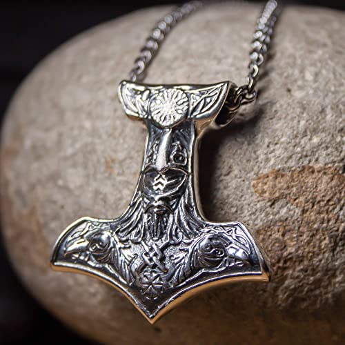 Huge Viking Thors Hammer Necklace 925 Sterling Silver Axe Odin