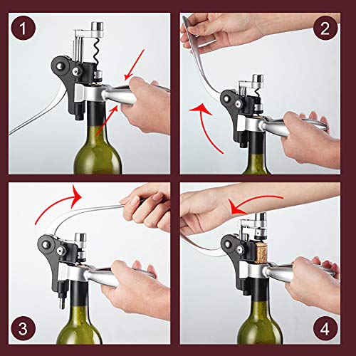 SumDirect Corkscrew, Rabbit Style 9 Pcs Wine Opener with Foil Cutter, Pump and Wine Thermometer Aerator, Anti-Drip Rings, Stopper and Wine Pourer