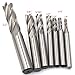 WKSTOOL 1/8 5/32 3/16 1/4 5/16 3/8 1/2 7Pcs 4Flutes HSS Square Nose End Mill CNC Router Bits Metal Cutting Flat Cutter Slotting Profiling for Aluminum Copper Brass Bronze