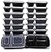 [18 PACK VALUE] MiscHome 2 Compartment Meal Prep Containers | 32 Oz. Two Compartment Food Storage Containers with Lids | BPA Free Bento Boxes | Stackable Meal Prep Containers Two Compartment